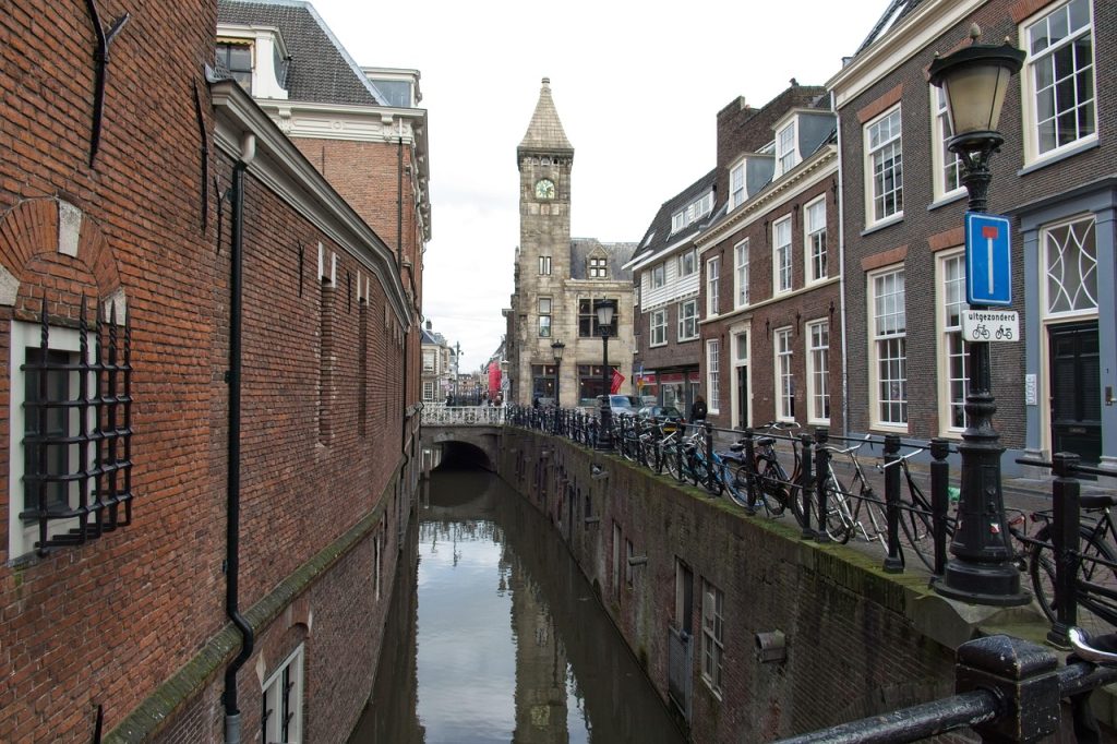 utrecht, nature, canal, building, church, tower, architecture, city, water